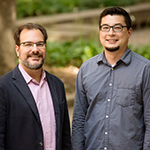 University of Illinois entomology professor Andrew Suarez (left) and postdoctoral researcher Bill Wills discovered that big-headed worker ants grow larger in the presence of other competitive ants.