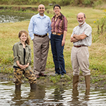 Samantha Carpenter, left, a wildlife technical assistant with the Illinois Natural History Survey; Kuldeep Singh, pathobiology professor at the U. of I. Veterinary Diagnostic Laboratory; Nohra Mateus-Pinilla, an INHS wildlife veterinary epidemiologist; and U. of I. animal sciences professor Jan Novakofski found that Illinois river otters are contaminated with banned pesticides and PCBs.