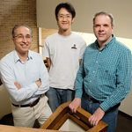 University of Illinois entomology senior scientist Manfredo Seufferheld, left; Illinois Natural History Survey insect behaviorist Joseph Spencer, right; graduate student Chia-Ching Chu and their colleagues found that gut microbes helped some Western corn rootworm beetles survive in soybean fields long enough to lay their eggs.