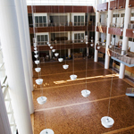 The interior of Business Instructional Facility features a passive solar atrium.