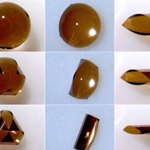 Spontaneously folding of (A) triangular and (B, C) square silicon sheets (1.25 m thick) with a water droplet.