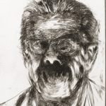 David Bushman Ink-etched self-portrait on Plexiglas