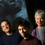 Gustavo Gioia, left, professor of mechanical science and engineering; Pinaki Chakraborty, a postdoctoral researcher; and Susan Kieffer, a professor of geology, have found the origins of 