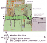 A map shows the Windsor Road corridor that will be the subject of the landscape architecture charrette Oct. 21-24.