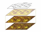Circuit diagram (top frame) and optical images of a stretchable, 