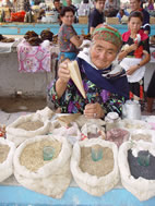 In the market in Tashkent, Uzbekistan, vendors sell plant materials as foods and medicines.