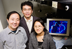 Chemistry professor Yi Lu, left, physics professor Taekjip Ha and graduate research assistant and lead author Hee-Kyung Kim have found clear evidence that a lead-specific DNAzyme uses the 