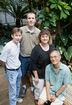 Genetic analysis of living spruce trees suggests that trees cannot migrate in response to climate change as quickly as some scientists thought. The Illinois co-authors: from left, Ken N. Paige, professor and head of animal biology; Dave M. Nelson, postdoctoral research associate; Lynn L. Anderson, lead author and doctoral student; Feng Sheng Hu, a UI ecologist.