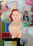 One of the collaborative paintings by New York artists David Humphrey, Elliott Green and Amy Sillman, 