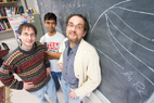 From left, Nigel Goldenfeld, physics professor; Pinaki Chakraborty, graduate student; and Gustavo Gioia, professor of theoretical and applied mechanics, have explained a 73-year-old mystery in physics.