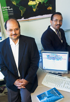 Praveen Kumar, a professor of civil and environmental engineering, left, and graduate student Geremew Amenu are assessing the effects of deep roots on soil moisture and temperature redistribution.
