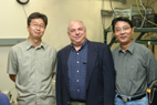 From left, graduate student Yoonsoo Pang, chemistry professor Dana Dlott and postdoctoral research associate Zhaohui Wang worked with colleagues at the University of Scranton to time the flow of vibrational heat energy through a water-surfactant-organic solvent system.