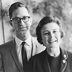 ‘Just a professor’ Jack Peltason, the first chancellor of the Urbana campus, shown here with his wife, Suzanne, brought a calming effect to campus during a tumultuous era. Those around him saw him as a principled leader who built relationships and made things happen. Peltason lamented, “What am I doing here? I’m just a professor.