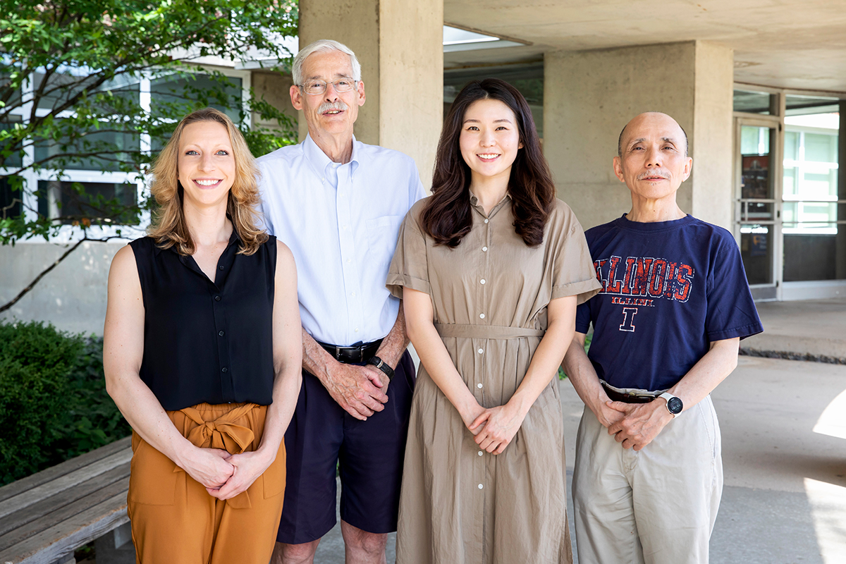 Photo of Mani Nakamura and his co-authors professor emeritus John Erdman, alumna Catherine Applegate and graduate student Mindy Lee