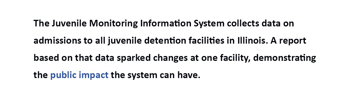 The Juvenile Monitoring Information System sparked changes in one county’s detention policies.