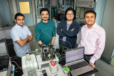 Illinois researchers, from left, Sudheer Salana, Joseph Puthussery, Haoran Yu and professor Vishal Verma recently conducted a comprehensive assessment of the oxidative potential of air pollution in the Midwestern U.S.
