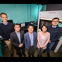 From left, professors Paul Braun, Hong Yang, Jian-Min Zuo, Qian Chen and postdoctoral researcher Wenxiang Chen.