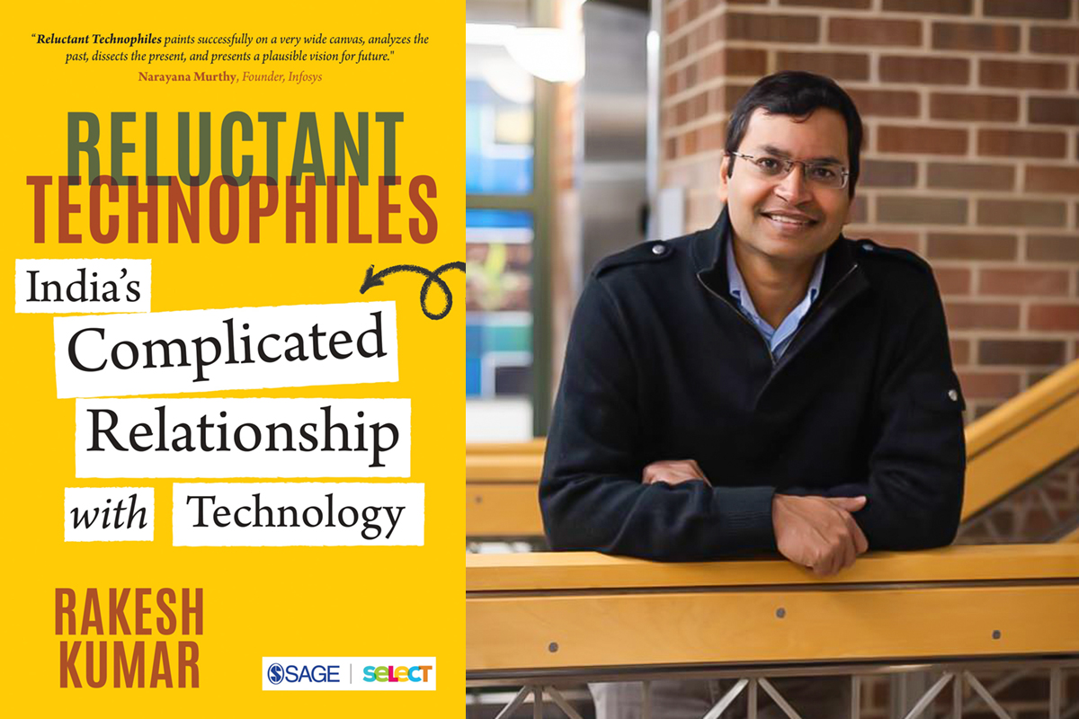 Book cover and portrait of author and researcher Rakesh Kumar