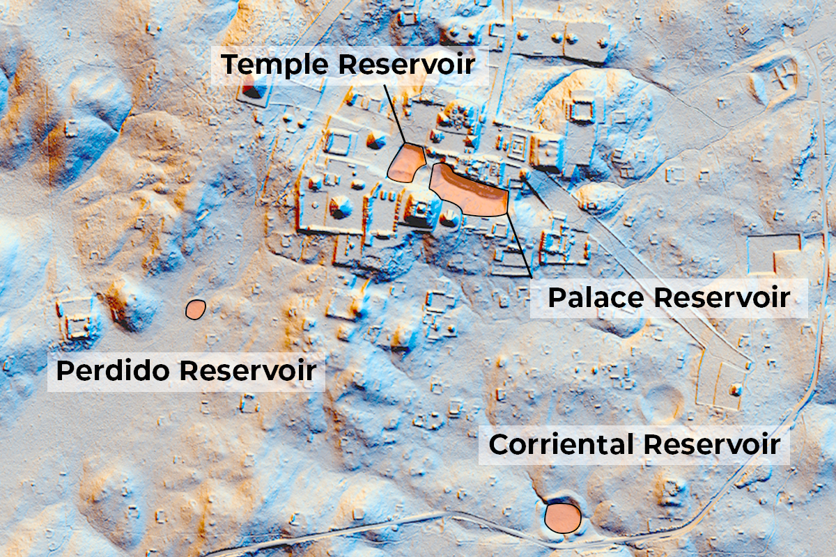 Lidar map of Tikal and associated reservoirs.