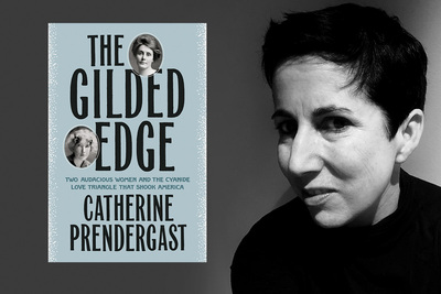 Image showing the book cover of "The Gilded Edge" and a black-and-white headshot of Catherine Prendergast.