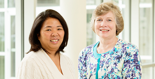 L. Brian Stauffer Many of the behavioral and cognitive characteristics of Autism Spectrum Disorders can be identified when children are as young as age 2, suggests a new study by alumna Laurie M. Jeans, right, and Rosa Milagros Santos Gilbertz, a faculty member in the College of Education.