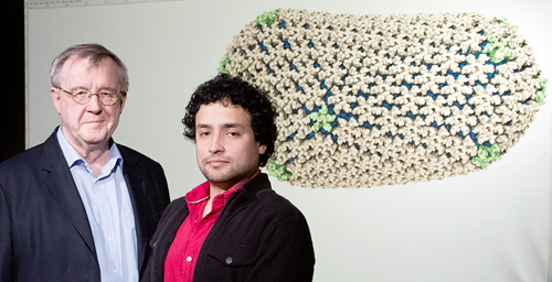 Physics professor Klaus Schulten, postdoctoral researcher Juan R. Perilla and their colleagues used experimental data and computer simulations to determine the chemical structure of the HIV capsid.