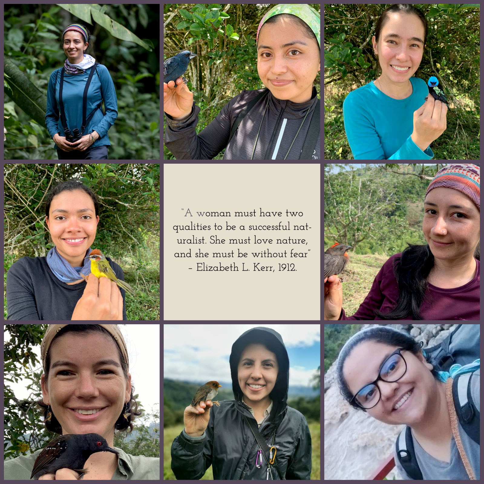 The all-female expedition included, clockwise, from top left, Natalia Pérez, Jessica Díaz, Daniela Garzón, Juliana Soto, Katherine Certuche, Nelsy Niño, Natalia Ocampo and Estefanía Guzmán.