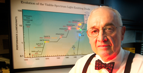Nick Holonyak will be honored at an event Oct. 9 marking the 50th anniversary of his invention, the first visible light-emitting diode.
