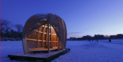 The ROPE Pavilion offers shelter to skaters on Winnipeg's Assiniboine River Trail.