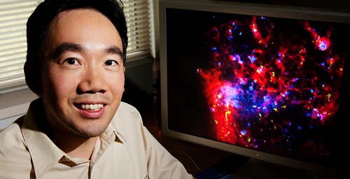 Astronomy professor Tony Wong led an international team of astronomers to create a detailed map of star-forming regions of the Large Magellanic Cloud, a neighboring galaxy.
