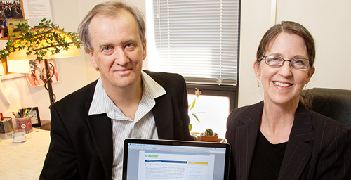 Education professor Bill Cope is leading an interdisciplinary team developing software that may transform the way writing is assessed. Team member Colleen Vojak is the project coordinator.