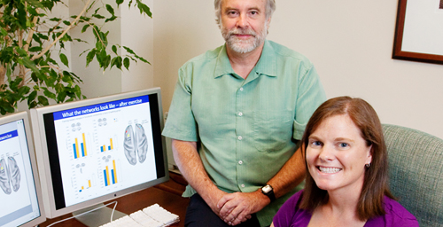 Psychology professor and Beckman Institute director Art Kramer, doctoral student Michelle Voss and their colleagues found that a year of moderate walking improved the connectivity of specific brain networks in older adults.