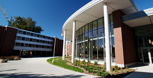 The Student Dining and Residential Programs Building features Ikenberry Dining Hall. Garner Hall, to the left, is scheduled to be torn down in 2012.  Click photo to enlarge