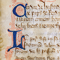 Close-up photo of text of a medieval copy of Walter of Henley’s 