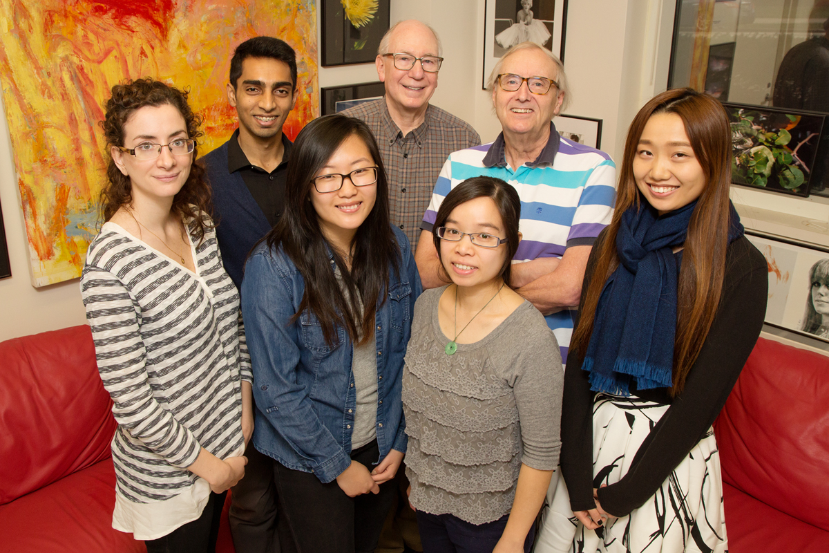 University of Illinois chemists found that a number of drugs approved to treat various conditions also have antibiotic properties. Pictured, from left: research scientist Lici A. Schurig-Briccio, graduate students Noman Baig and Boo Kyung Kim, professor Robert B. Gennis, postdoctoral researcher Xinxin Feng, professor Eric Oldfield and graduate student Tianhui Zhou.