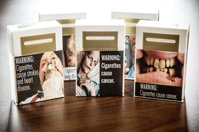 Graphic warning labels on cigarette packages, like these approved for use in the U.S., may not have the desired effect, according to a University of Illinois study.