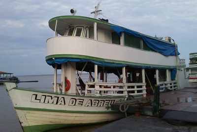 Our faithful research boat, the Lima de Abreu I, in the harbor at Tefé. We have lived on the boat during our time on the Amazon.