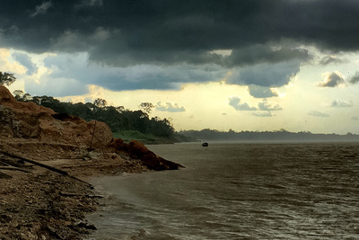 An afternoon storm passes over the river banks we were examining, halting field work for a while.