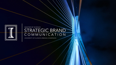 Graphic of online master’s degree in strategic brand communication, a unique joint program between the College of Business and College of Media at the University of Illinois