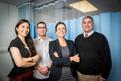 Photo of the research team at the U. of I.: first author Neda Seyedsadjadi, Raul Alfaro Leiva, M. Yanina Pepino and Dr. Blair Rowitz