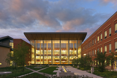 Photo of the Business Instructional Facility on the Urbana campus of the University of Illinois.