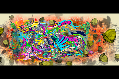 Image of brightly colored artwork by Stacey Robinson.