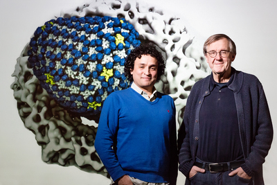Physics professor Klaus Schulten and postdoctoral researcher Juan R. Perilla conducted a 64-million-atom simulation of the HIV capsid. Schulten died in 2016.