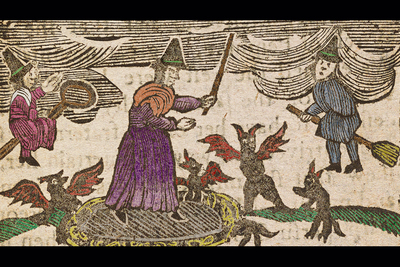 Colored woodcut from “The History of the Lancashire Witches,” ca. 1785.