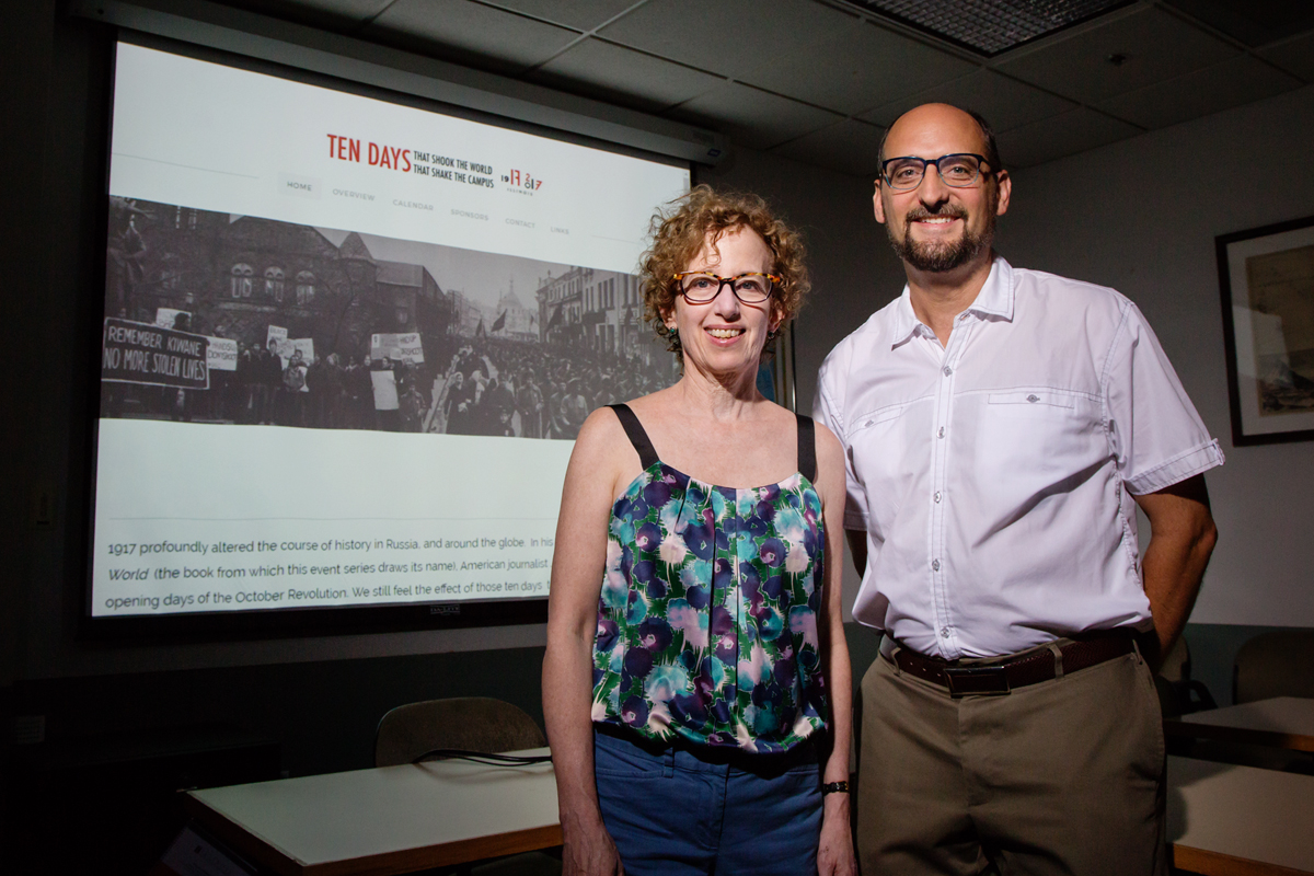 Professors Harriet Murav and David Cooper have played significant roles in organizing a fall semester series of campus events on the Russian Revolution, marking its 100th anniversary this year. Illinois is an obvious site for such a series, they note, given its leading role in Russian and Slavic studies.
