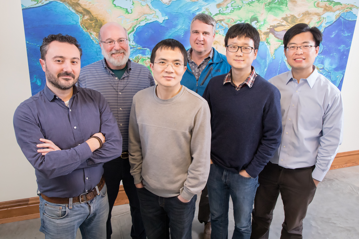 Researchers, from left, Manuele Faccenda, of the University of Padova, and Stephen Marshak, Quan Zhou, Craig Lundstrom, Jiashun Hu and Lijun Liu, all of the University of Illinois, are challenging some of today's leading theories regarding plate tectonics with their interpretation of ancient mantle-crust interactions.