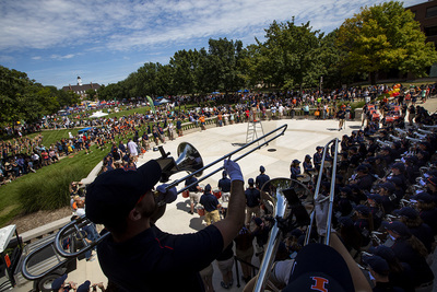 The U. of I. band performs at Quad Day 2019.