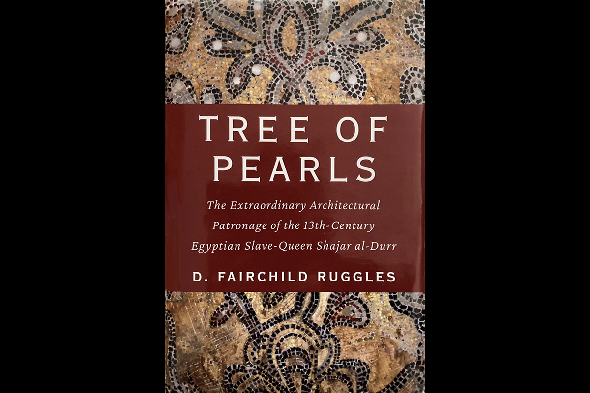 Image of book cover for “Tree of Pearls: The Extraordinary Architectural Patronage of the 13th-Century Egyptian Slave-Queen Shajar al-Durr,” showing a closup of mosaic tile.